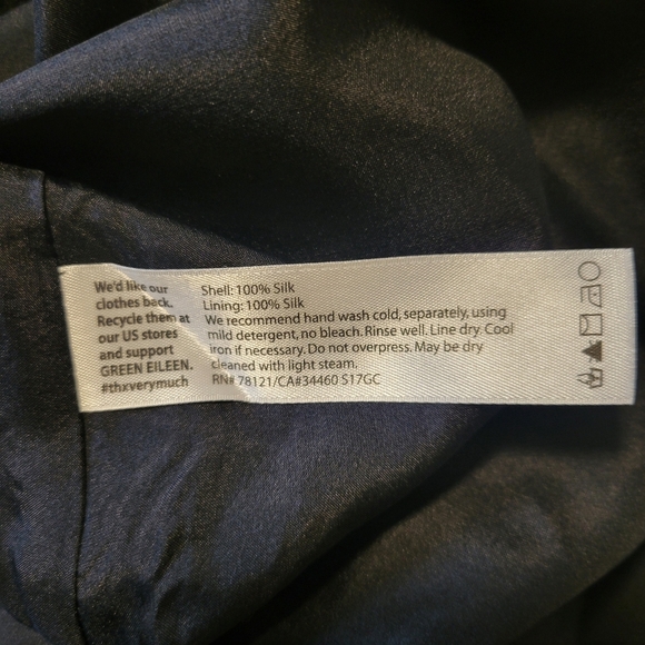 Eileen Fisher Silk Georgette Crepe Round Neck Sleevelesd Shift Dress Black Small - Picture 10 of 11